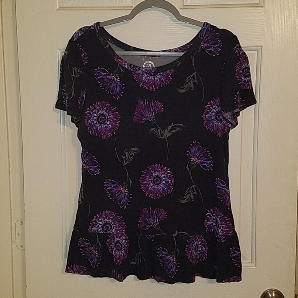 Maurices Floral Peplum Short Sleeve Tee